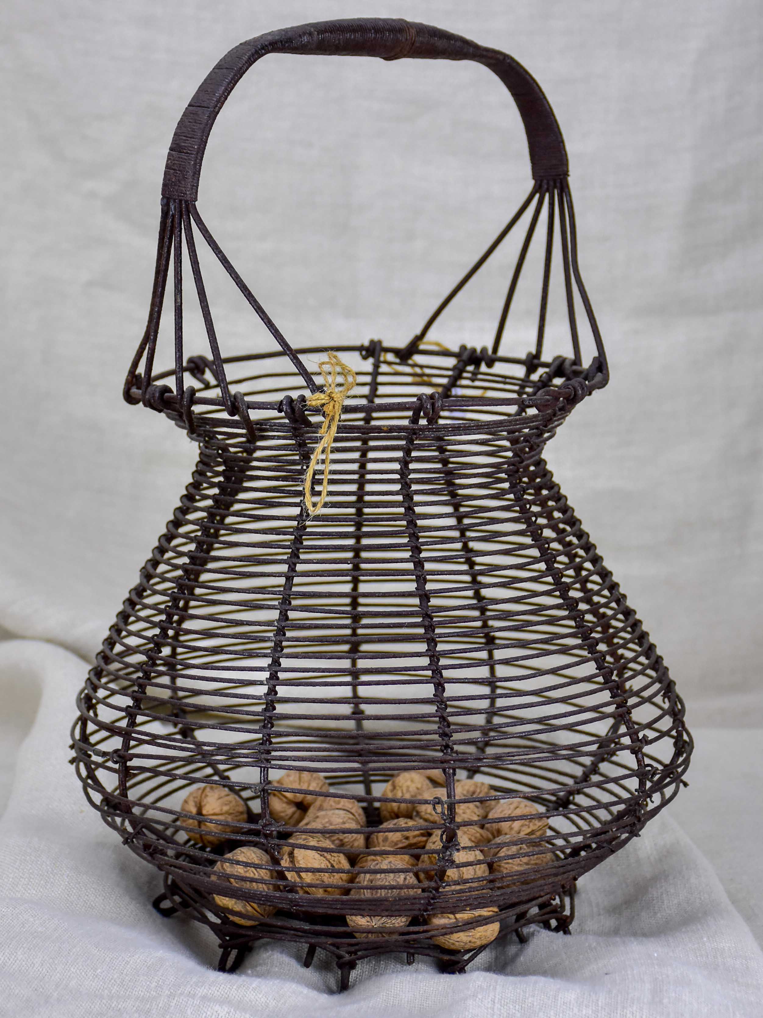 Antique French wire egg basket