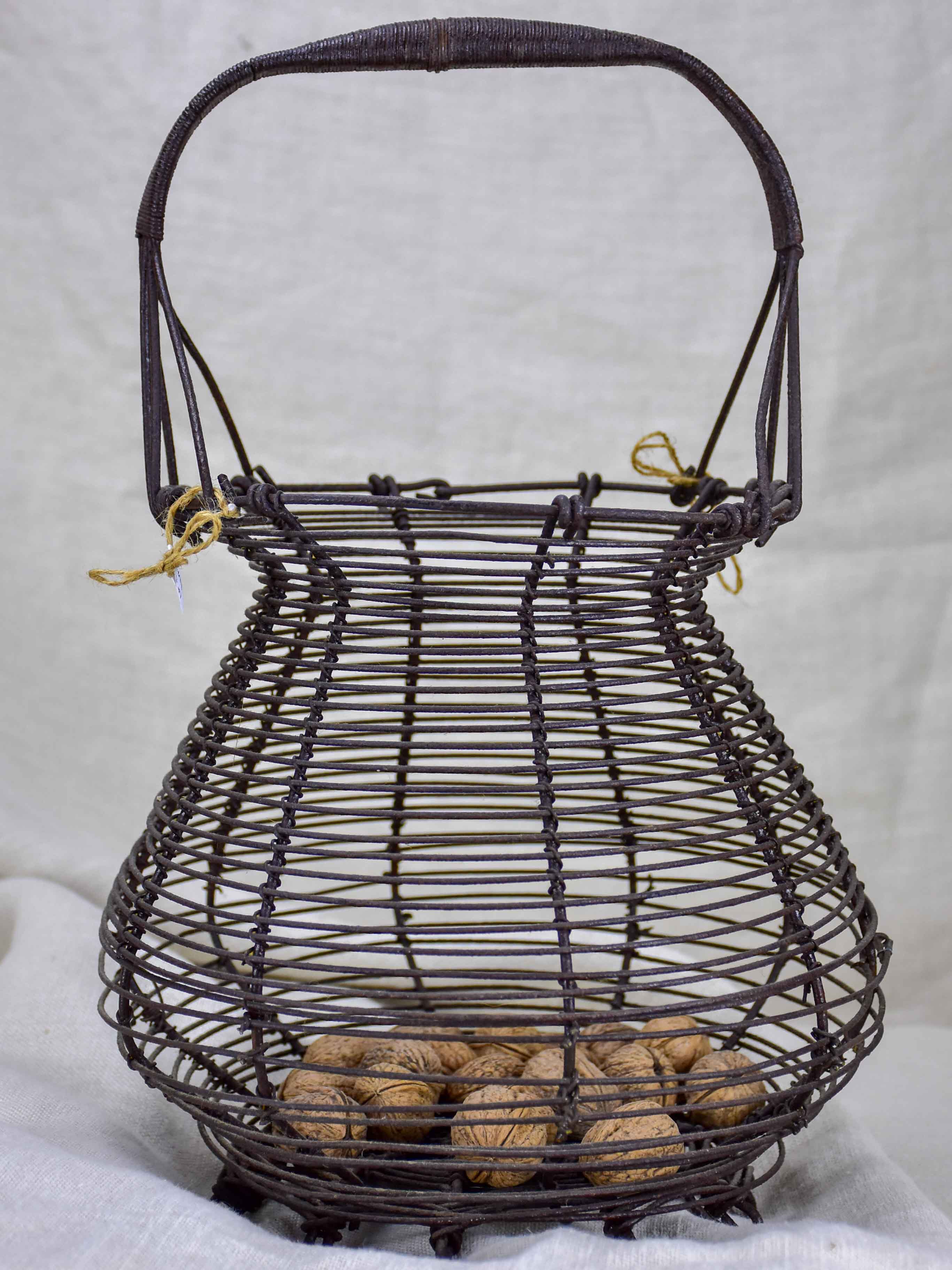 Antique French wire egg basket