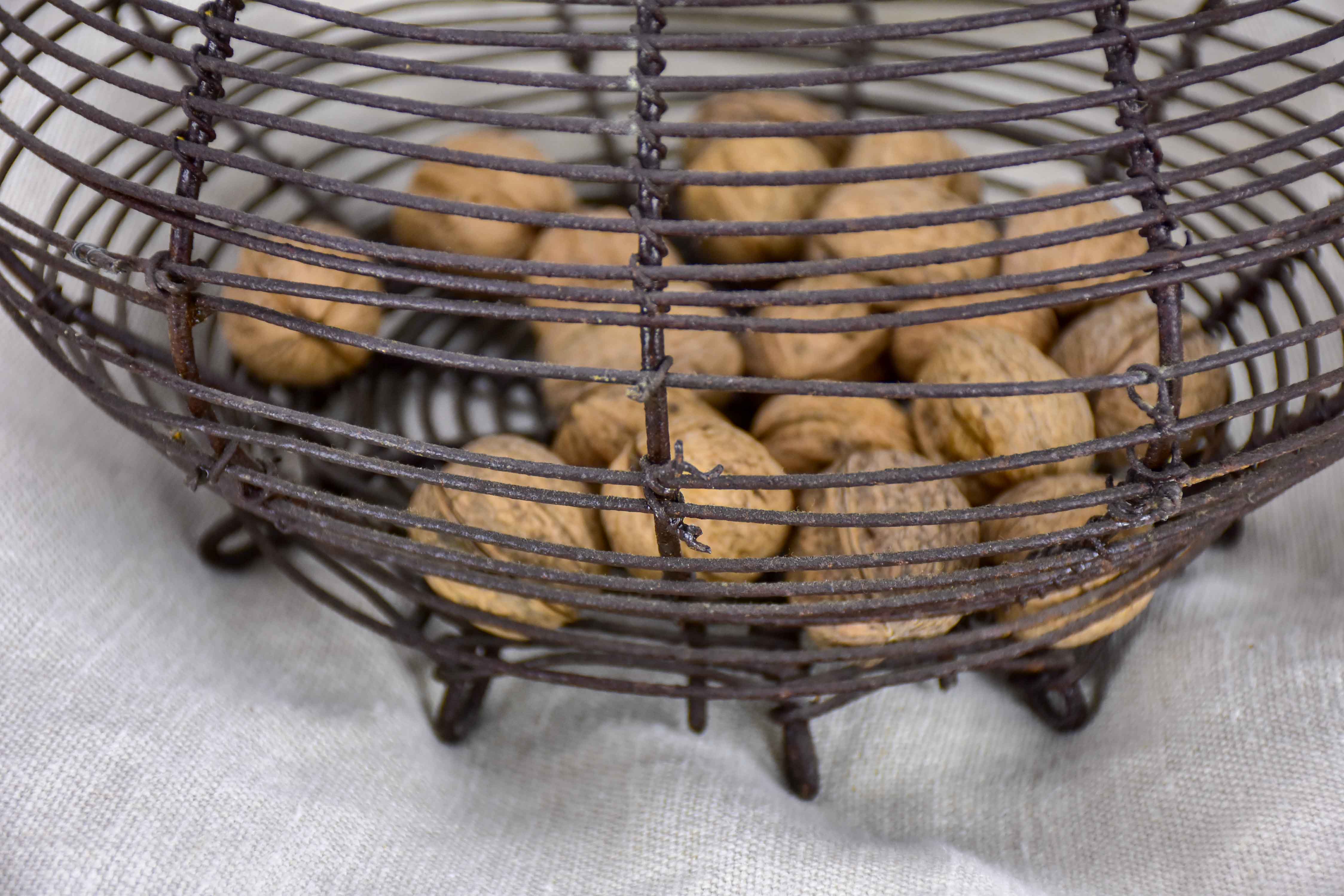 Antique French wire egg basket