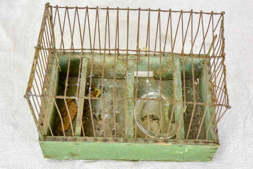 Early 20th century French birdcage with green patina