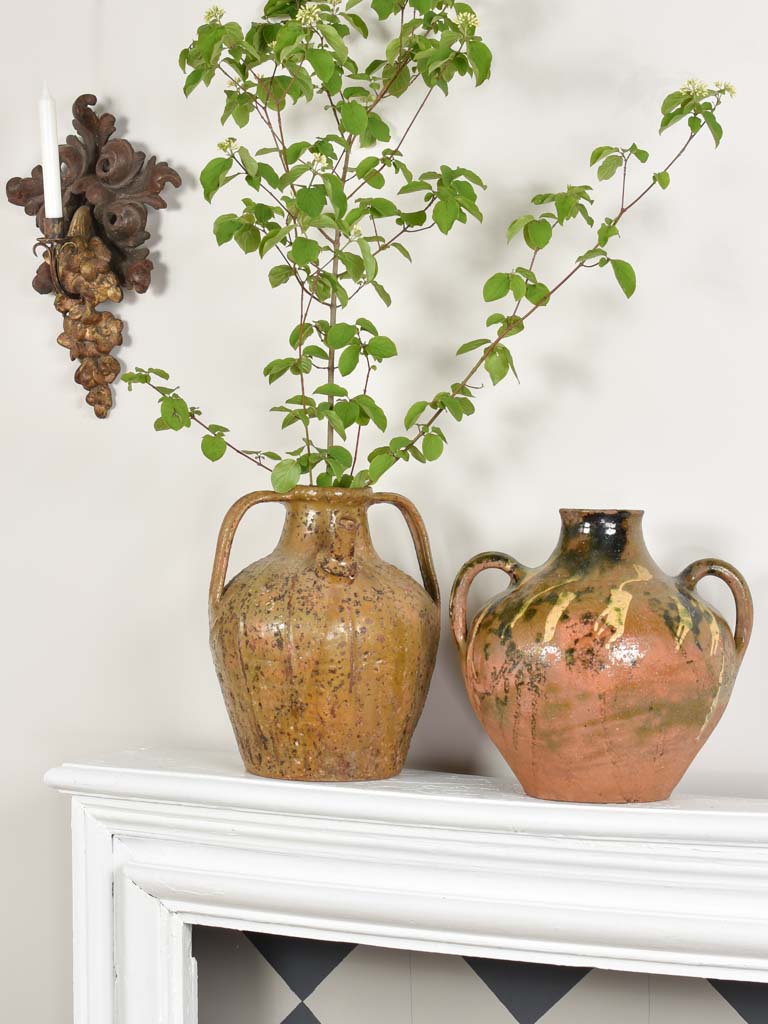 19th-century French water pot with two handles 13½"