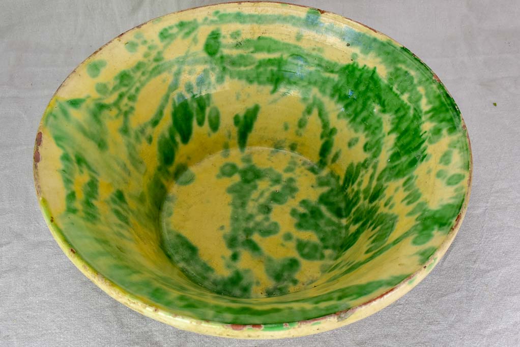 Large late 19th Century tian bowl with yellow and green glaze 19¼"