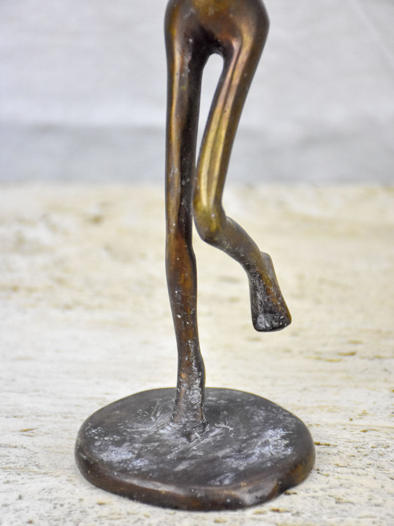 Vintage figurative bronze candlestick of a dancing woman 14¼"