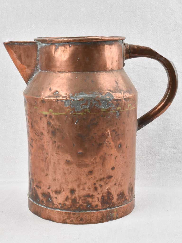 19th century French watering can / copper pitcher 14½"