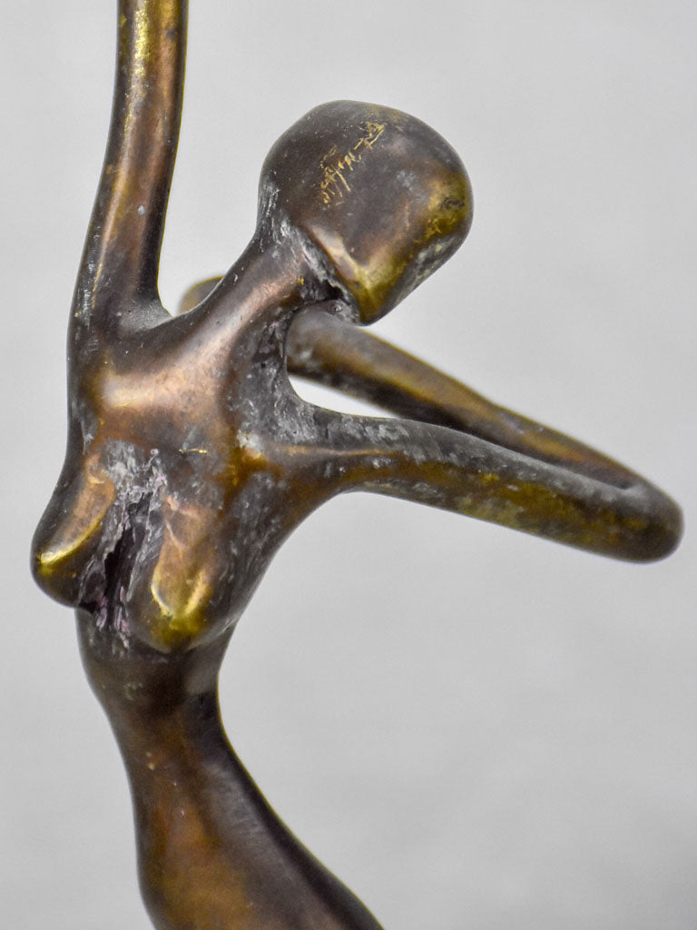 Vintage figurative bronze candlestick of a dancing woman 14¼"