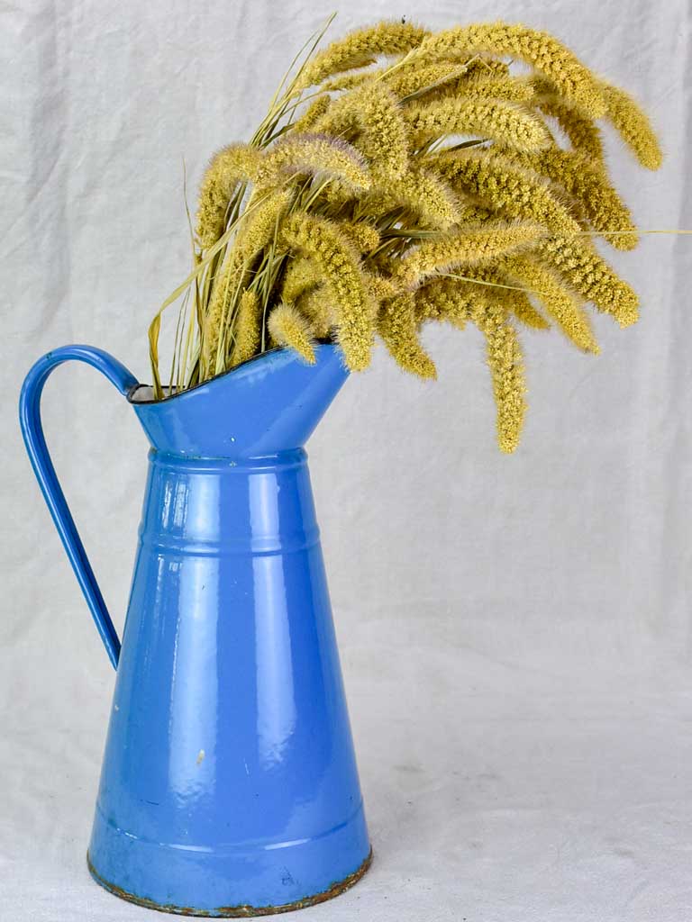 Mid century enamel pitcher - blue