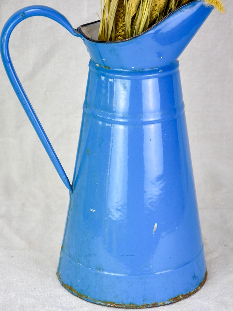 Mid century enamel pitcher - blue