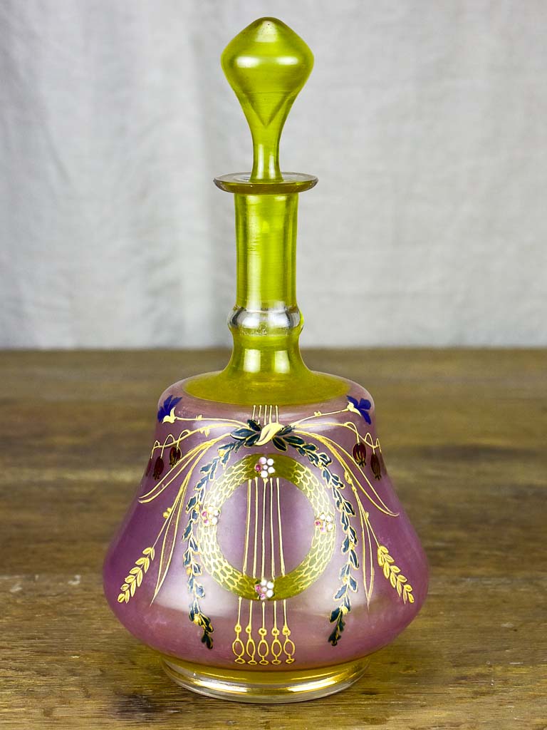 19th Century Enameled Glass Liqueur Bottle