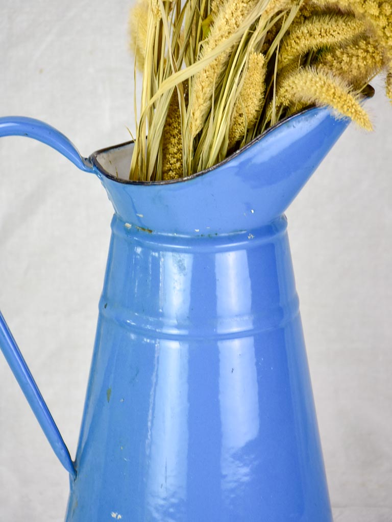 Mid century enamel pitcher - blue