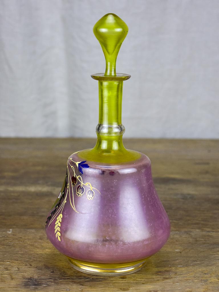 19th Century Enameled Glass Liqueur Bottle