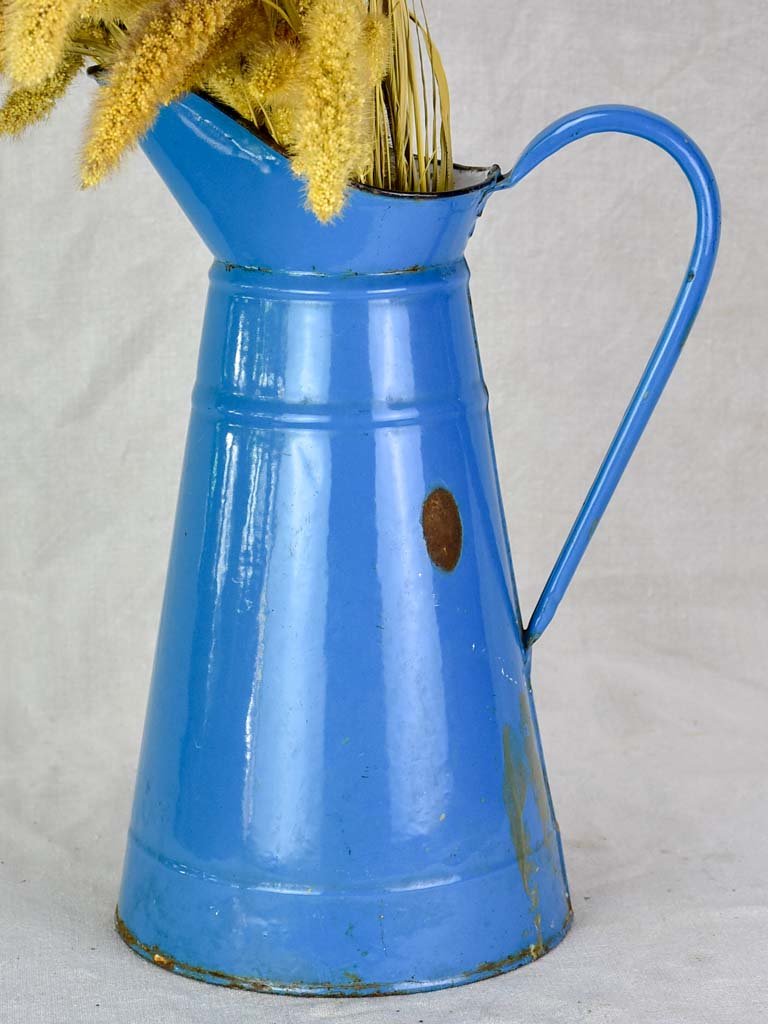 Mid century enamel pitcher - blue