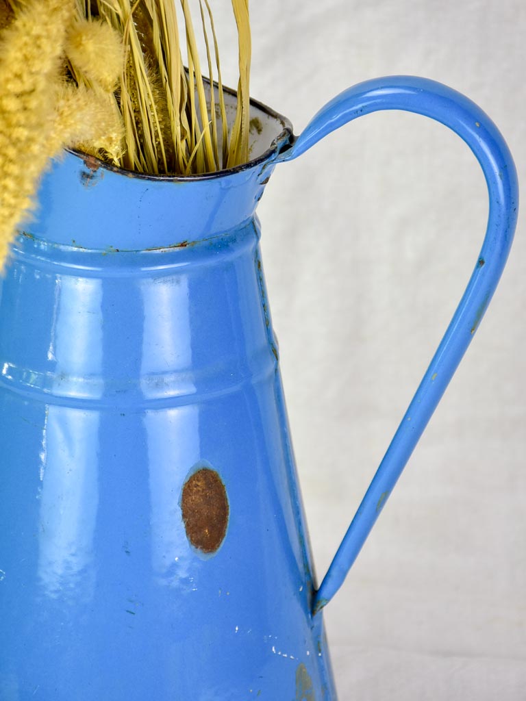 Mid century enamel pitcher - blue