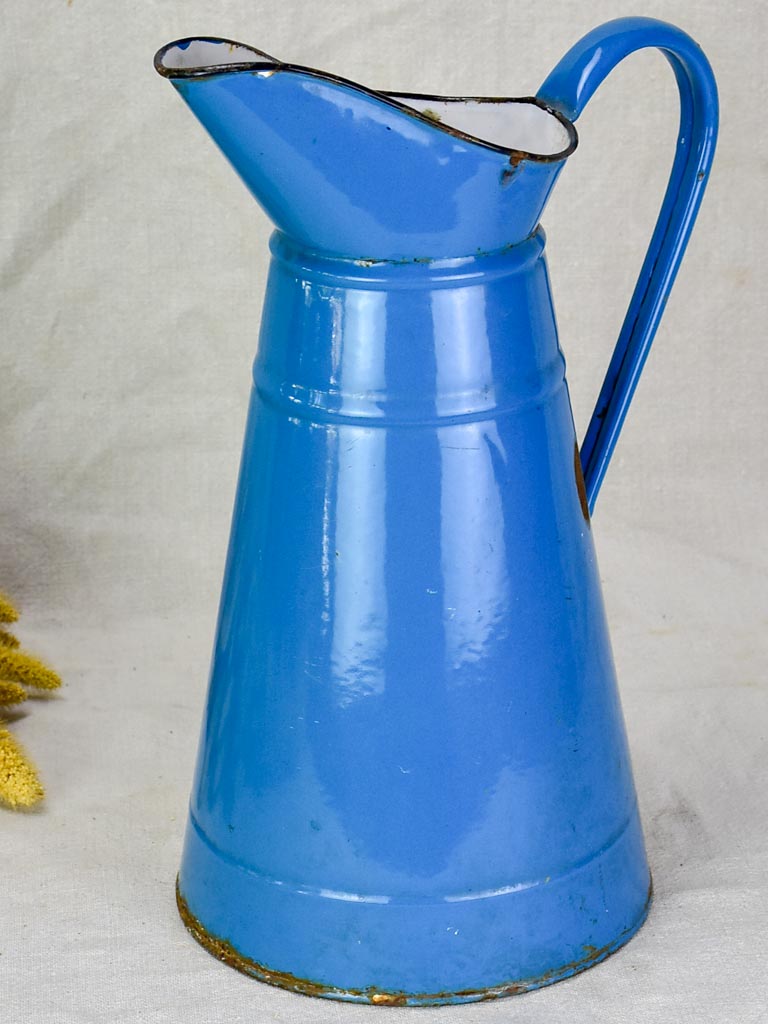 Mid century enamel pitcher - blue