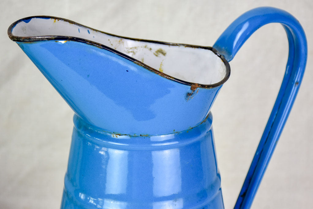 Mid century enamel pitcher - blue