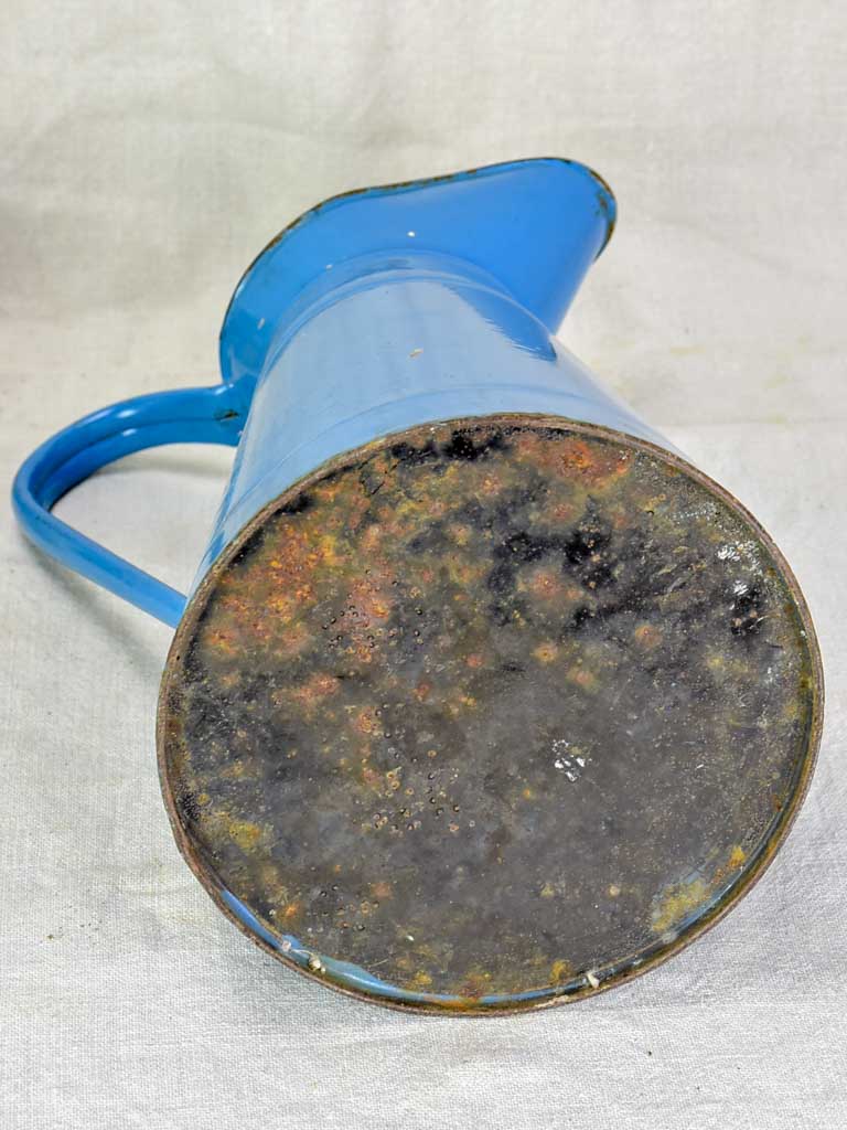 Mid century enamel pitcher - blue