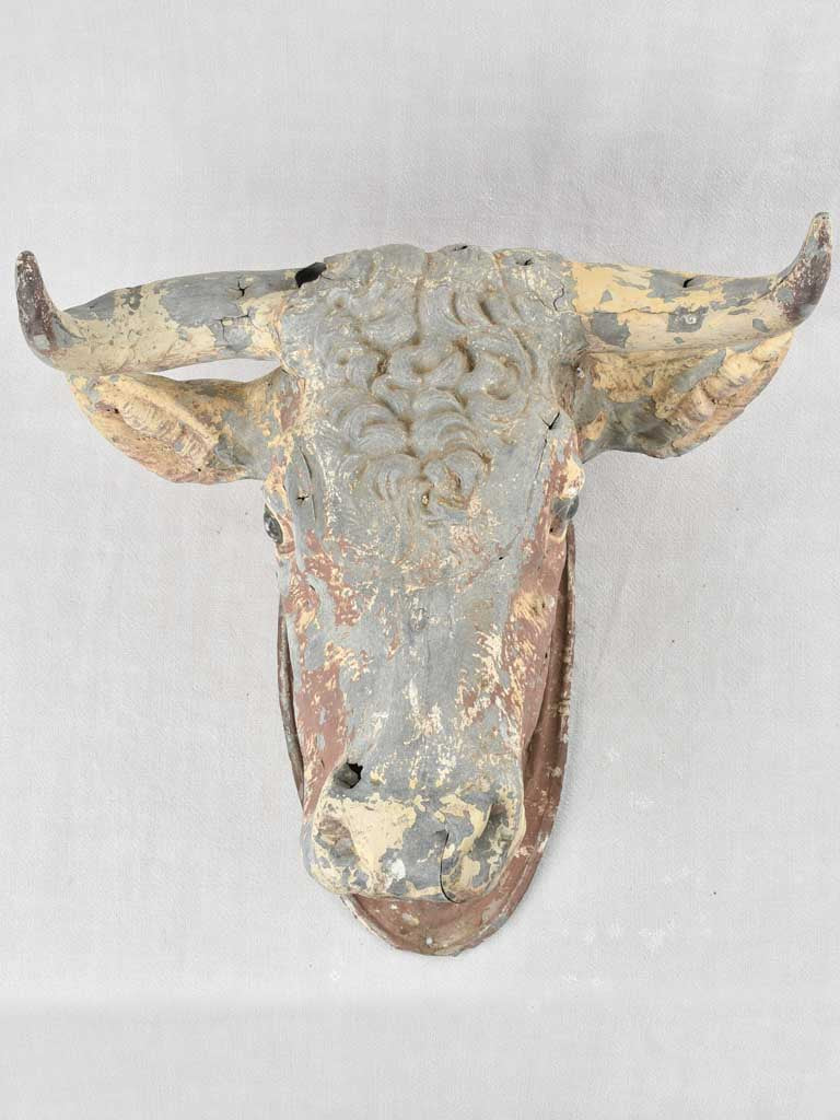 Antique 19th century French cow's head from a butchers shop 21¾"