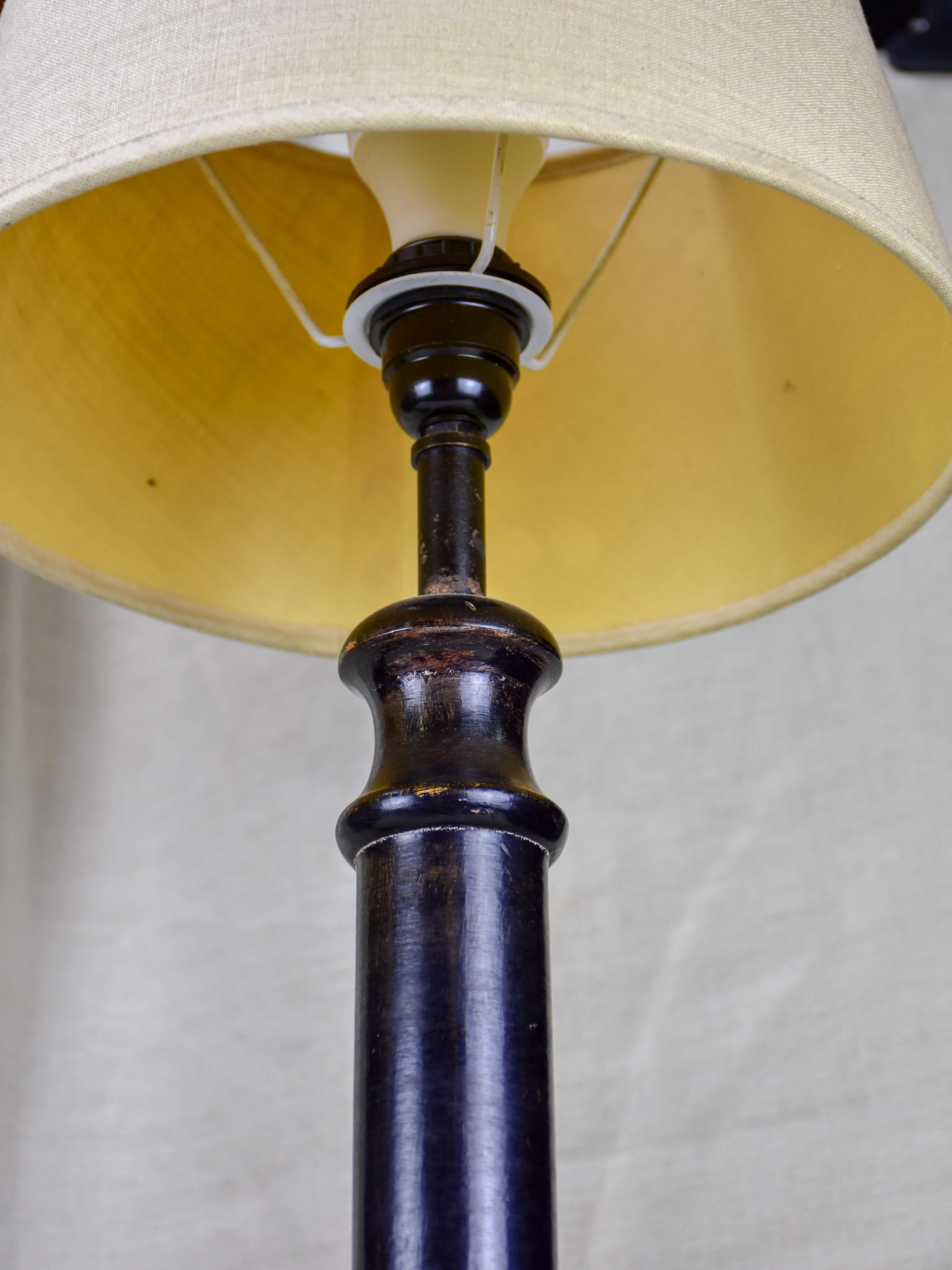 Pair of vintage French table lamps with black stands