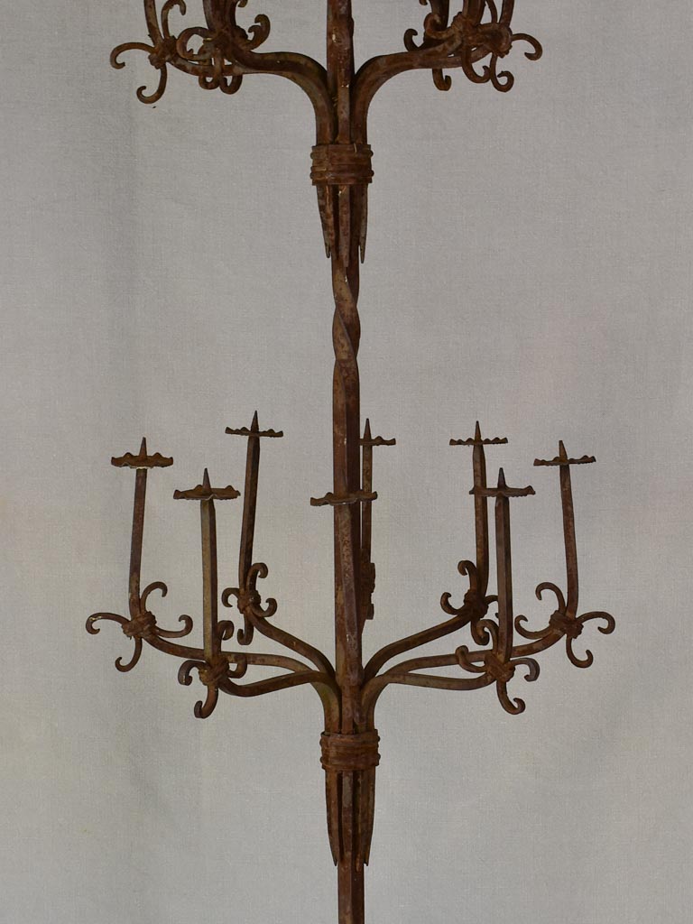 Pair of very large wrought iron floor candelabras - 19th century 73¼"