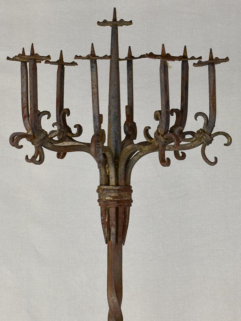 Pair of very large wrought iron floor candelabras - 19th century 73¼"