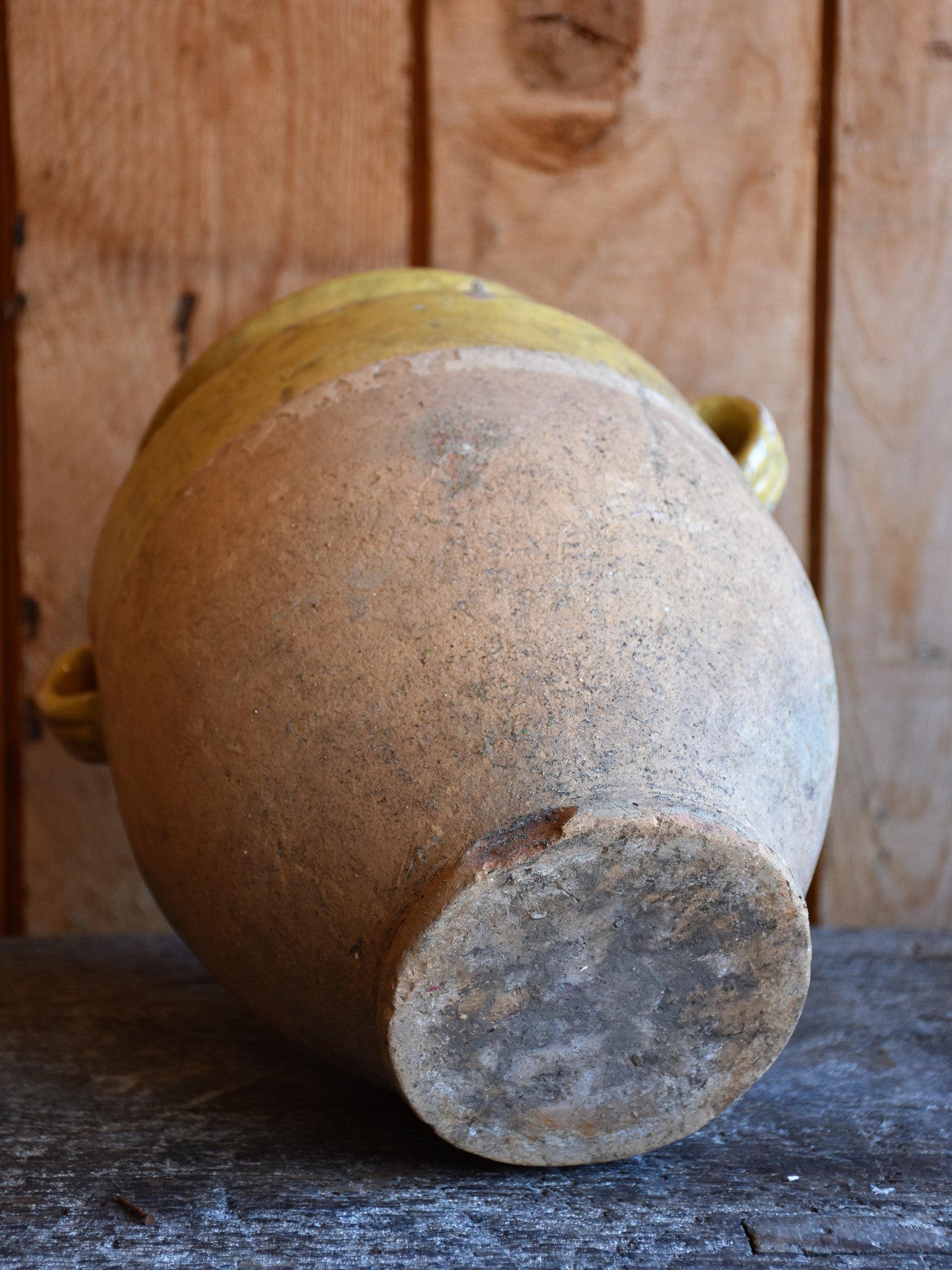 Confit pot, ocher glaze 10¼"�, 19th-century