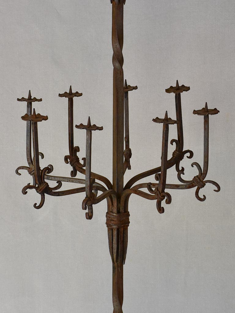 Pair of very large wrought iron floor candelabras - 19th century 73¼"