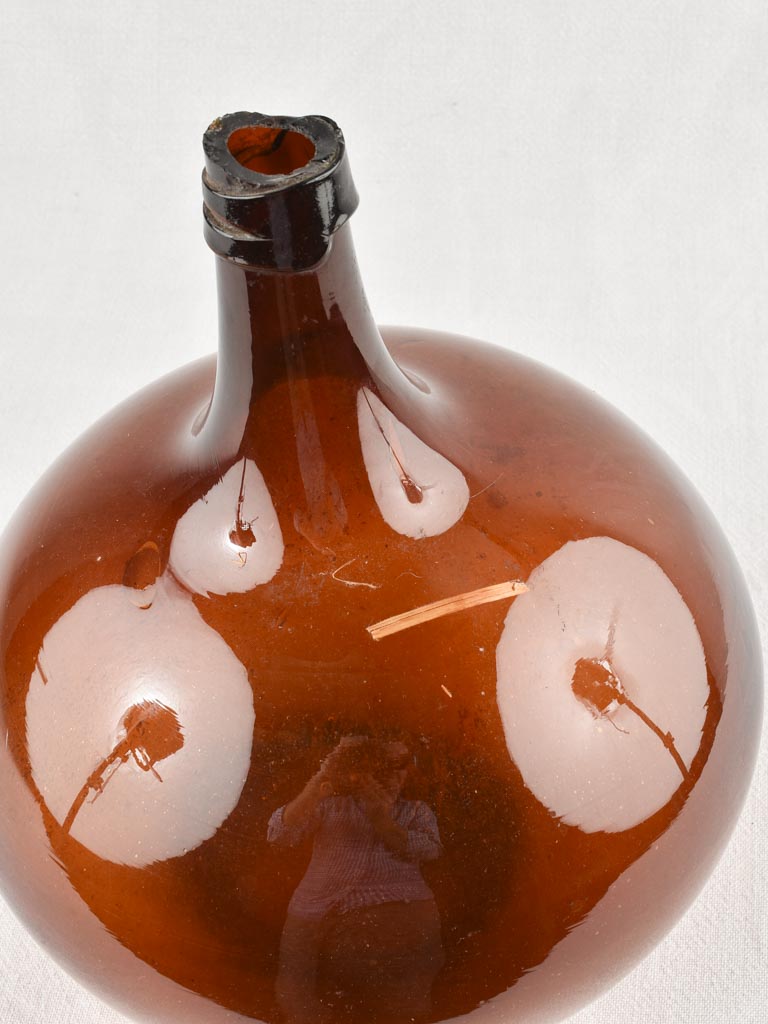 Petit blown glass demijohn - amber 13¾"