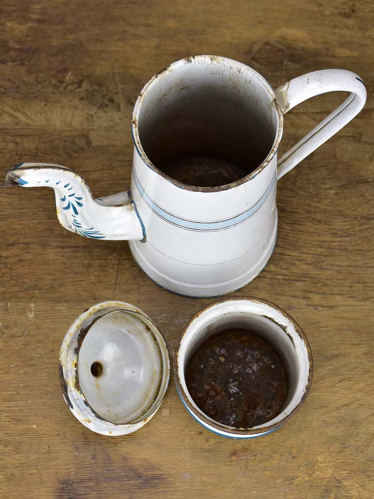 Antique French enamel cafetière