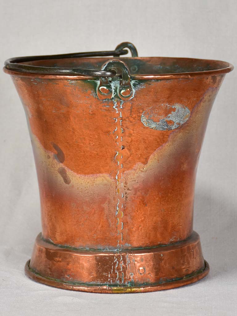 Louis XIV copper grain measuring bucket 10¾"