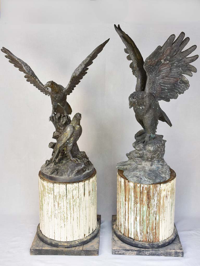 Large early twentieth century French sculpture of eagles 37¾"