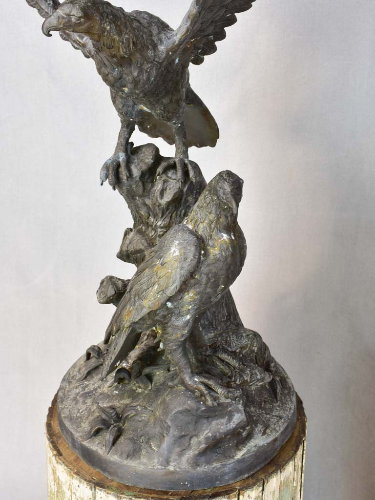 Large early twentieth century French sculpture of eagles 37¾"