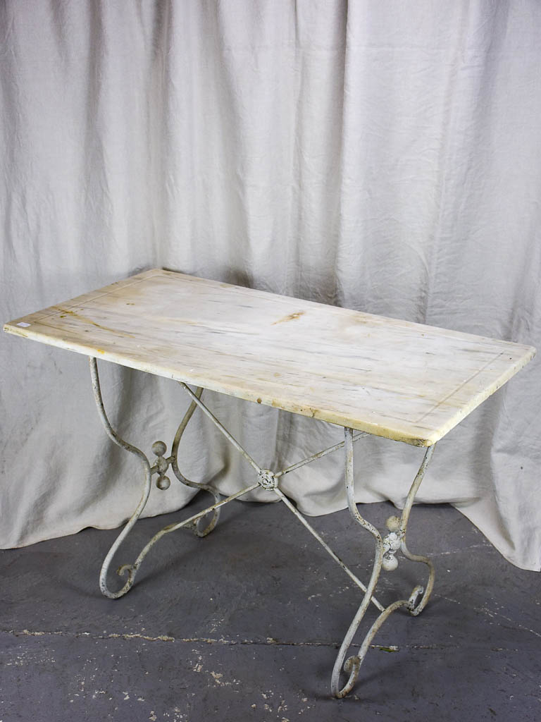 Antique French marble bistro table - rectangular