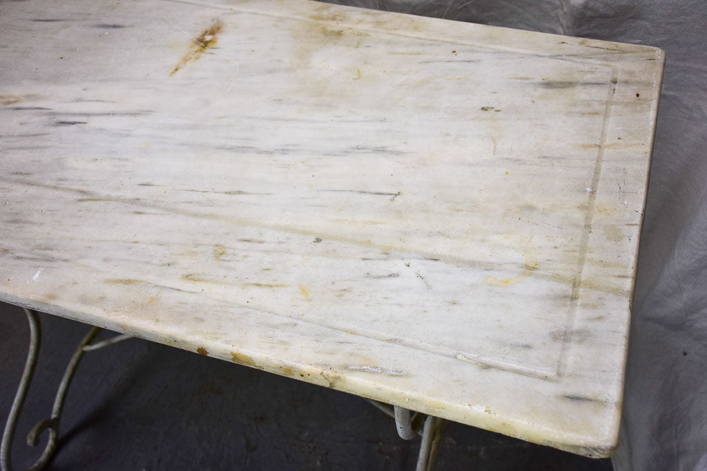 Antique French marble bistro table - rectangular