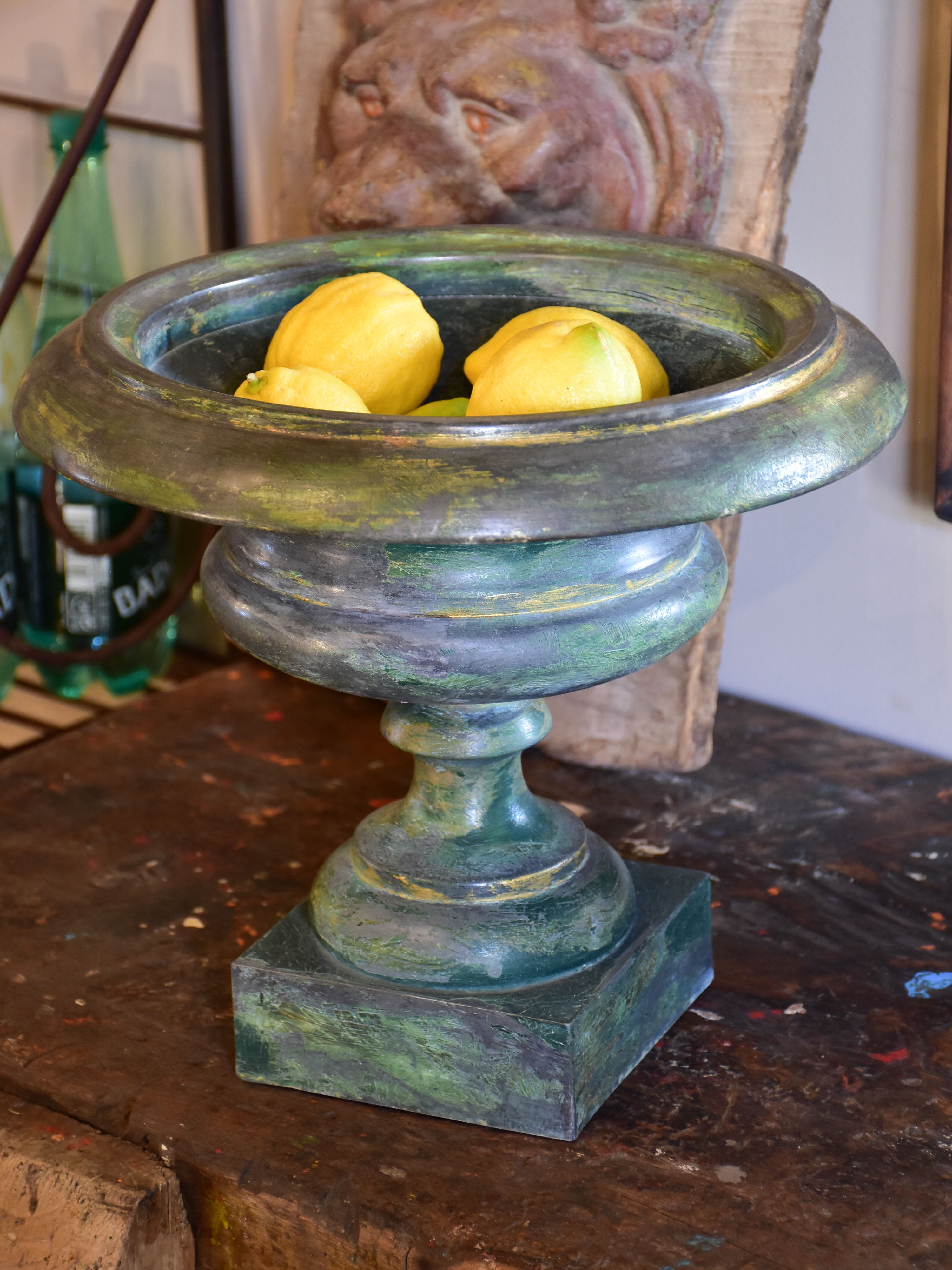 Antique French medici urn - zinc with green patina