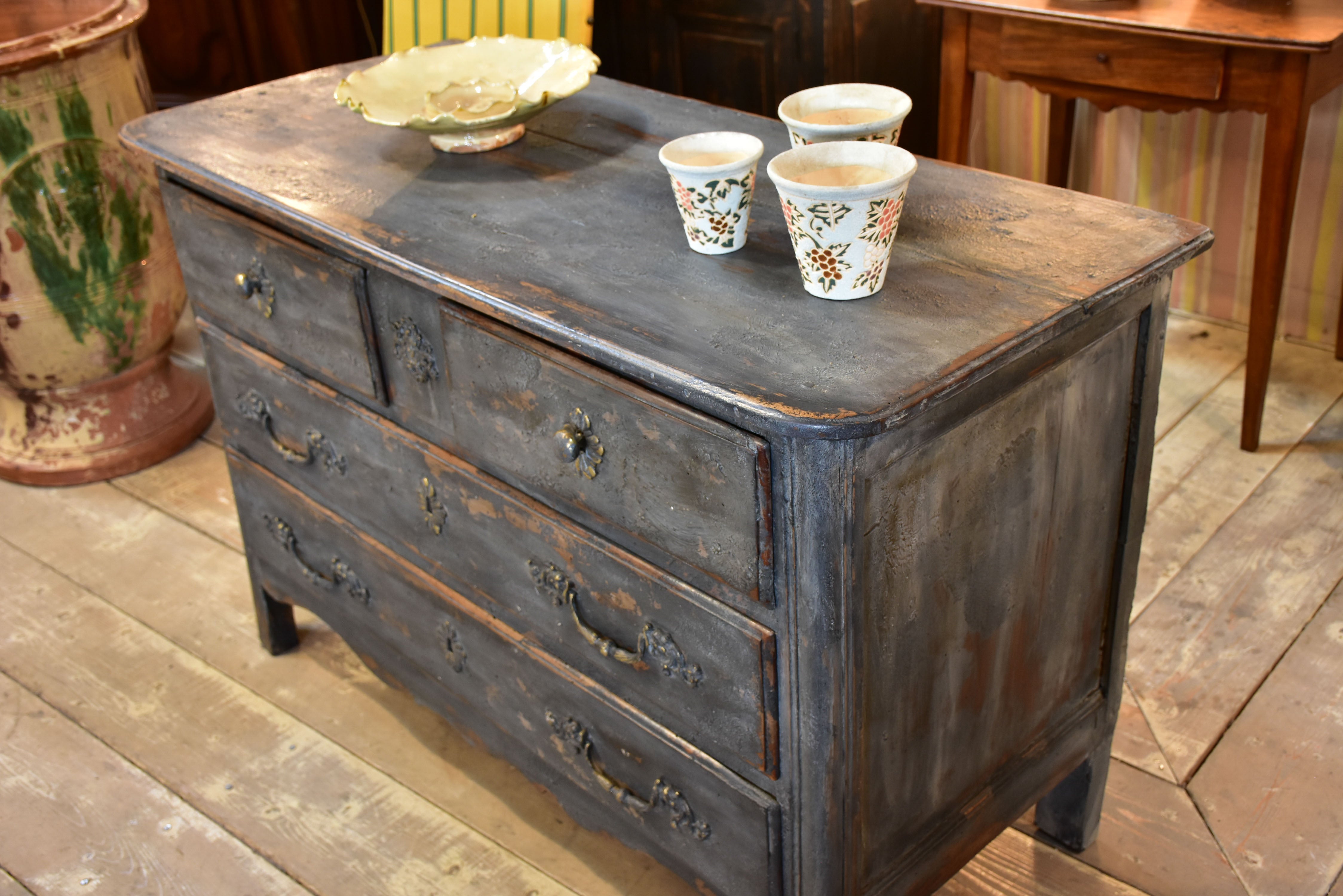 18th century Louis XIV/XV commode with blue patina