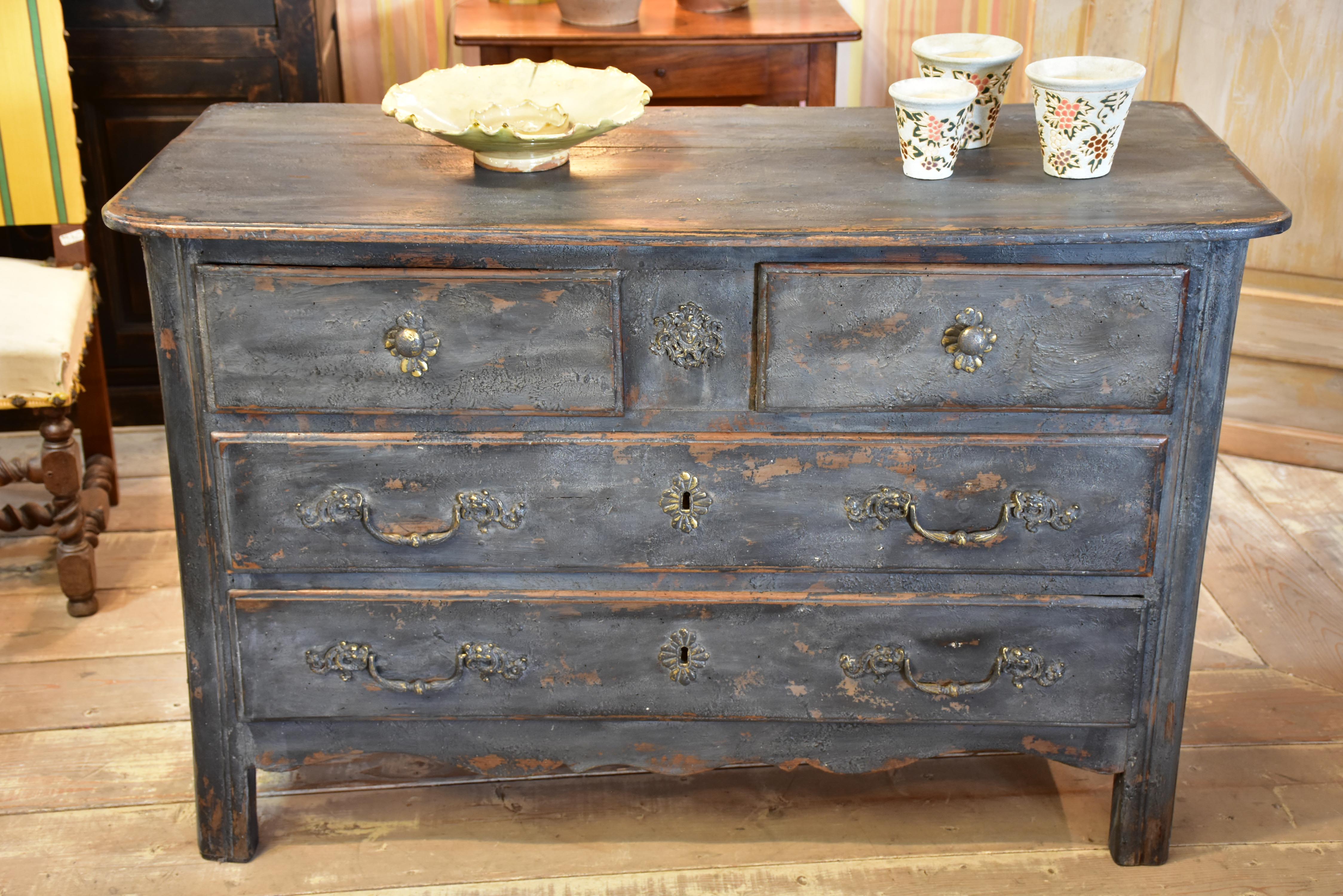 18th century Louis XIV/XV commode with blue patina