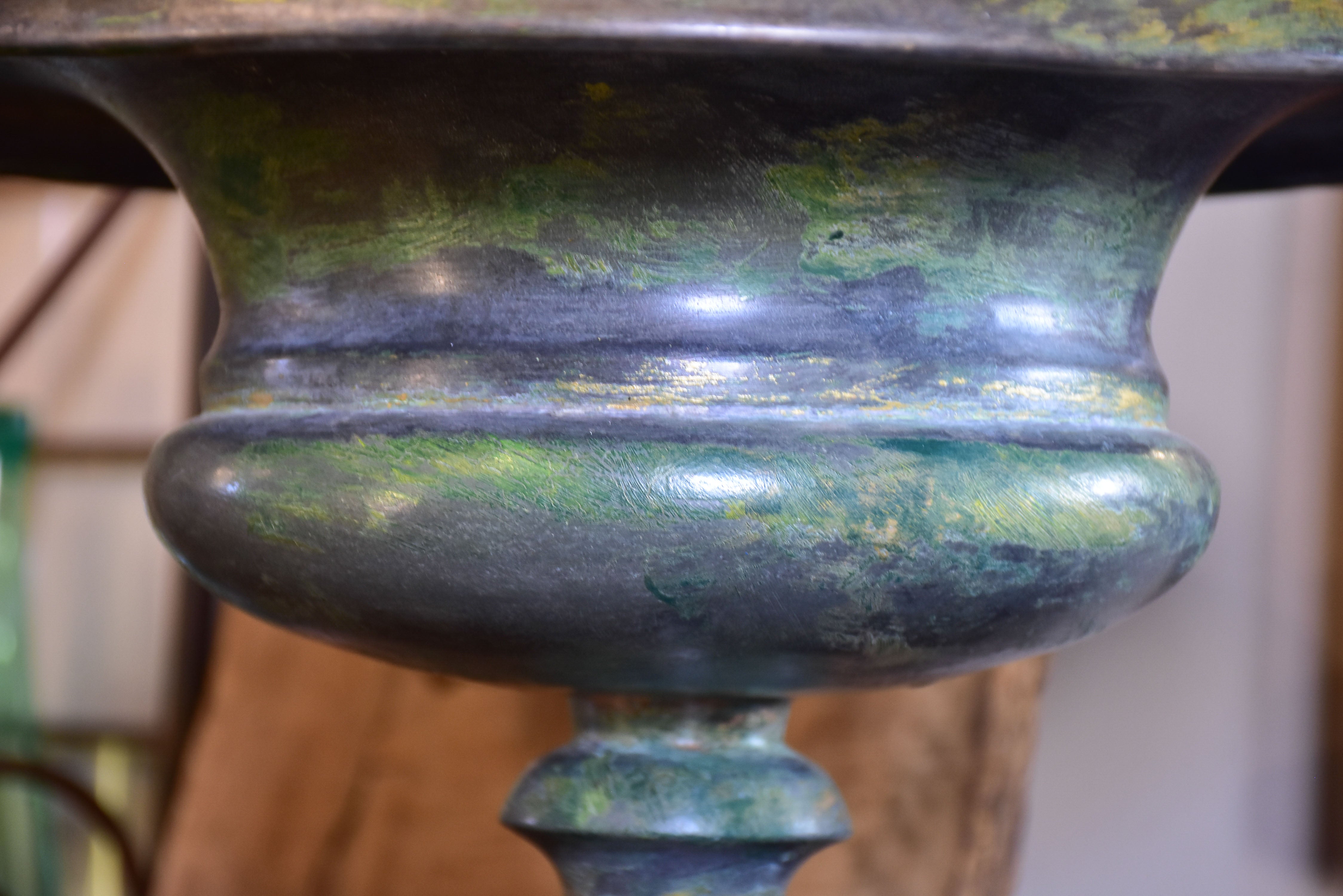 Antique French medici urn - zinc with green patina