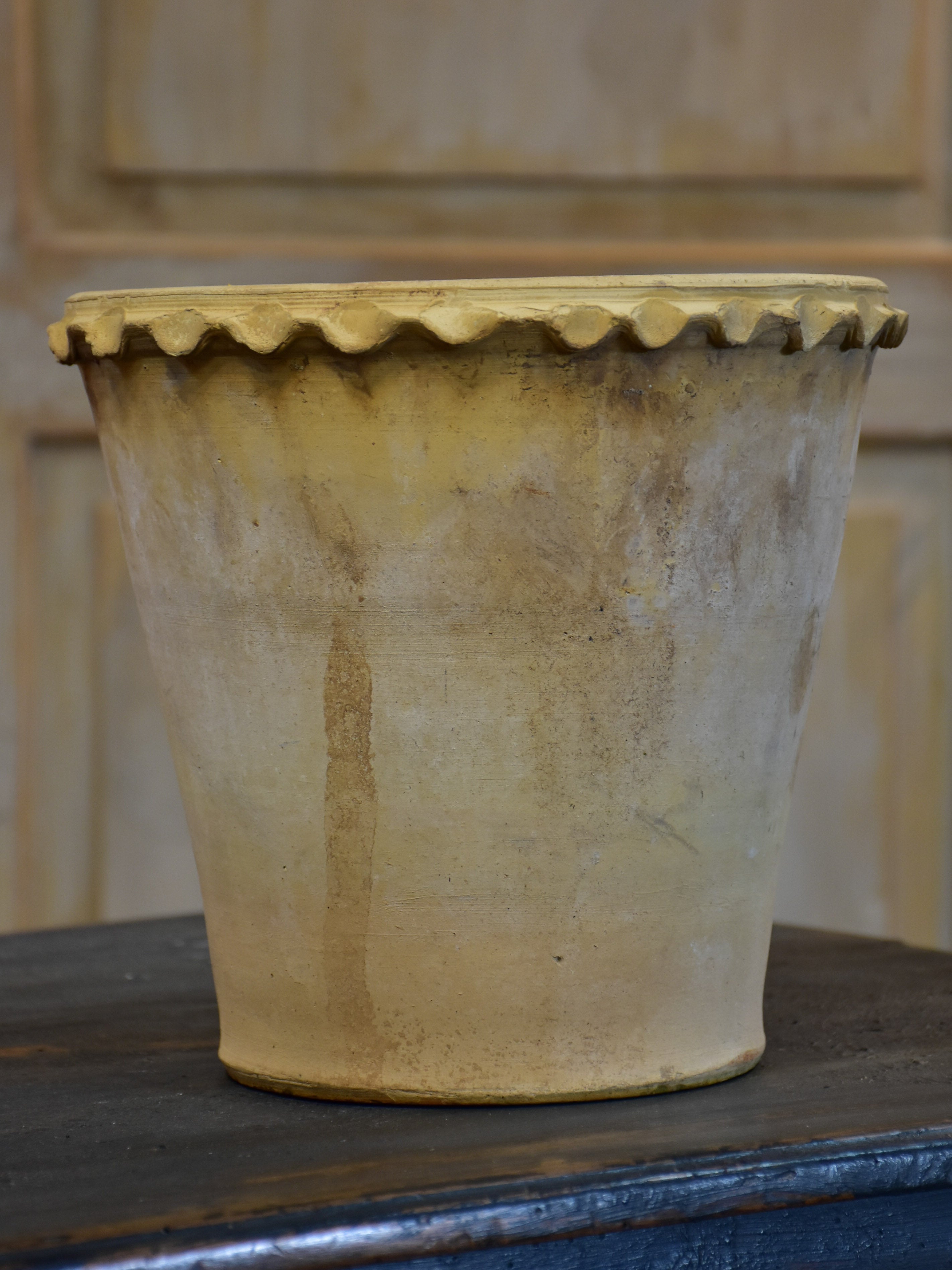 Antique white terracotta flower pot from Anduze