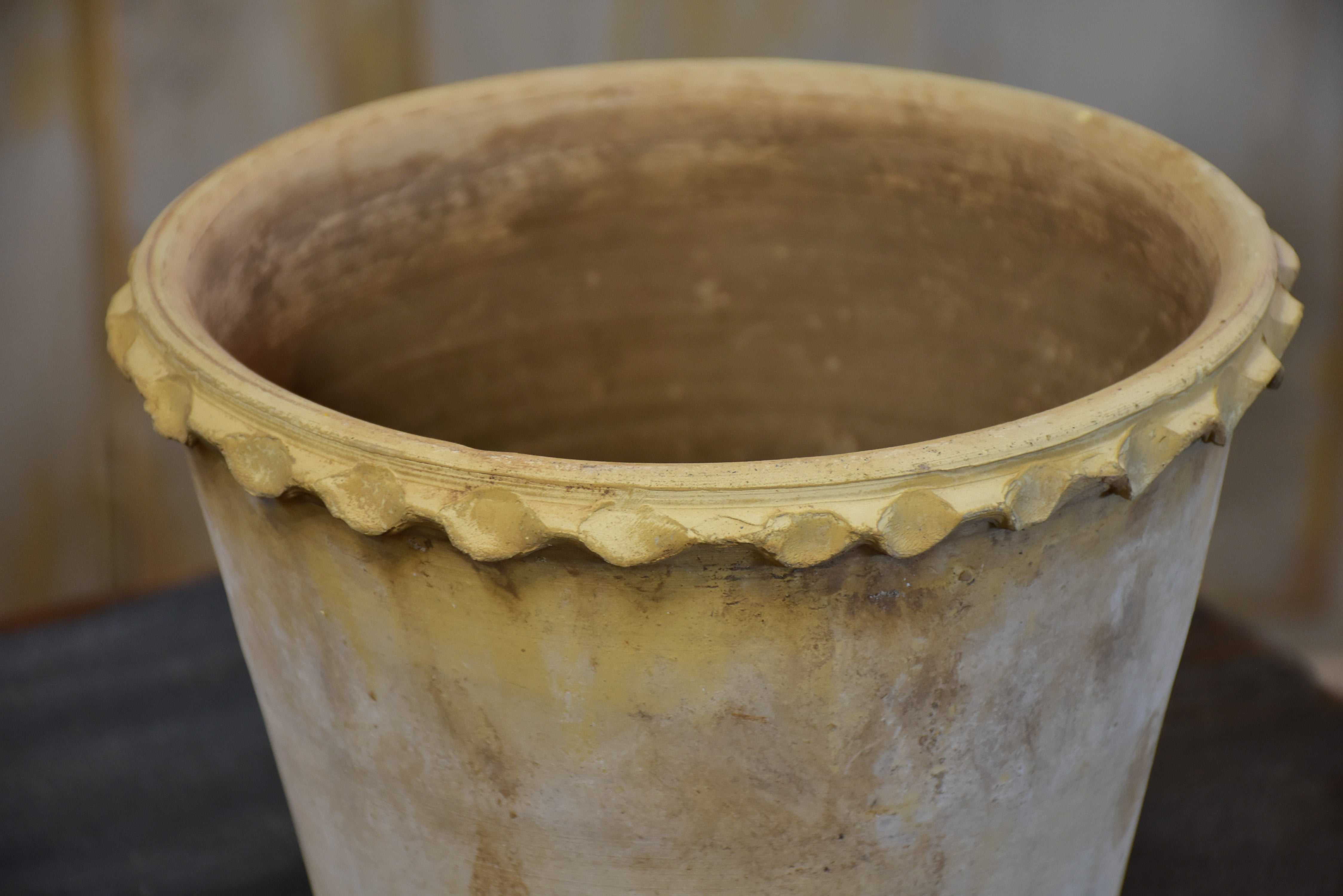 Antique white terracotta flower pot from Anduze