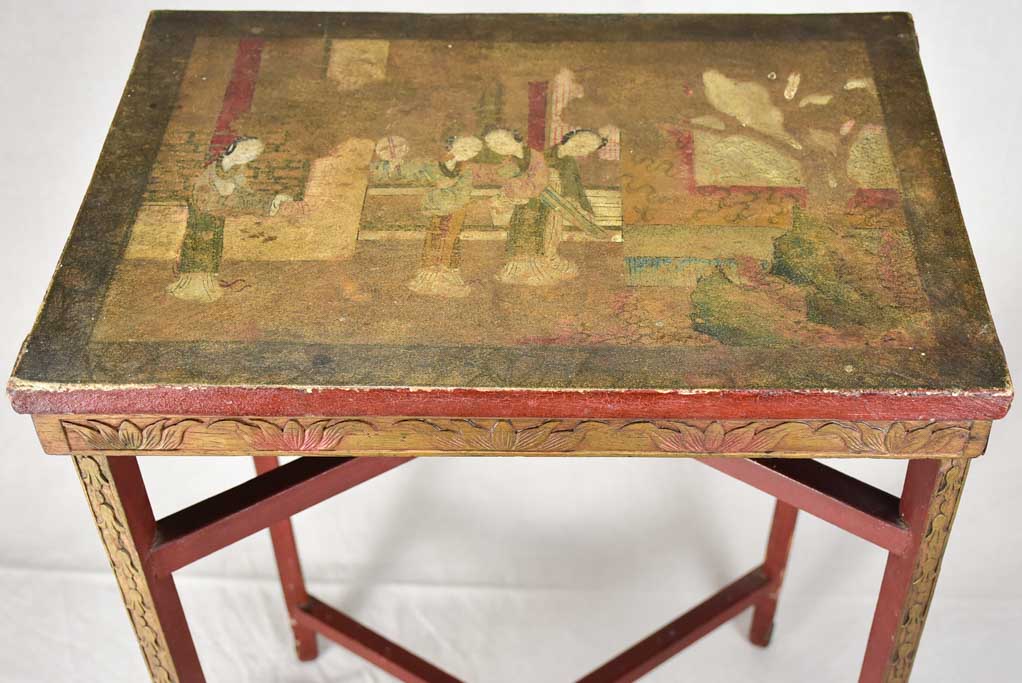 Elegant Folding Chinoiserie Travel Table