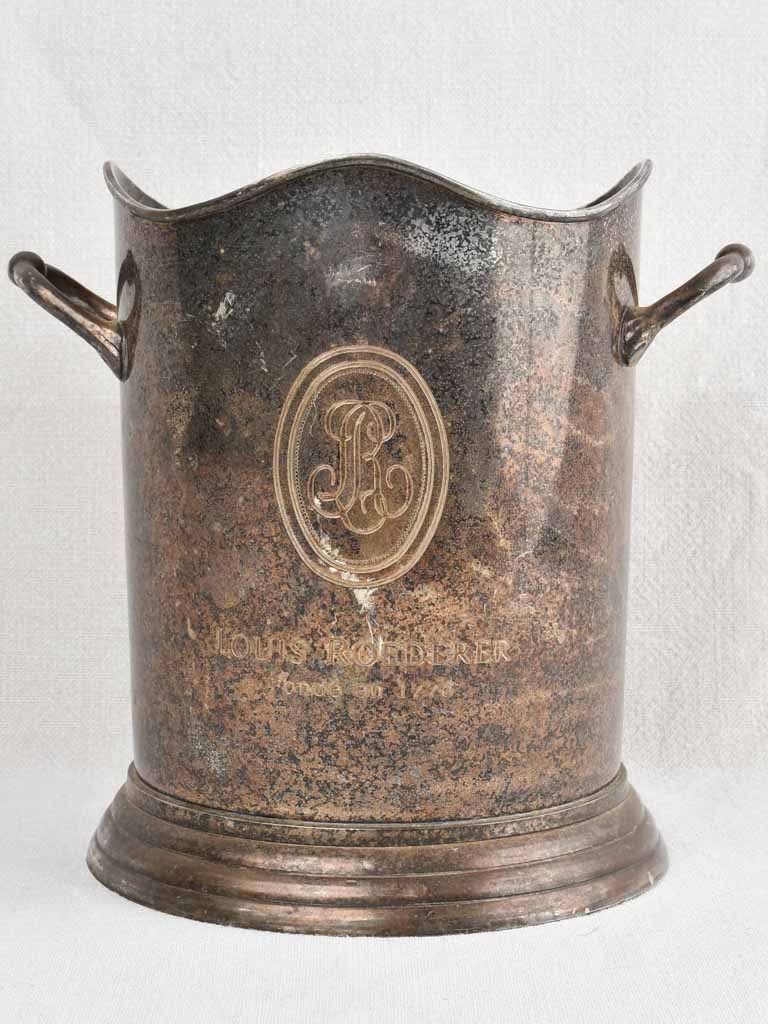 Antique red metal bucket with MF monogram 9 – Chez Pluie