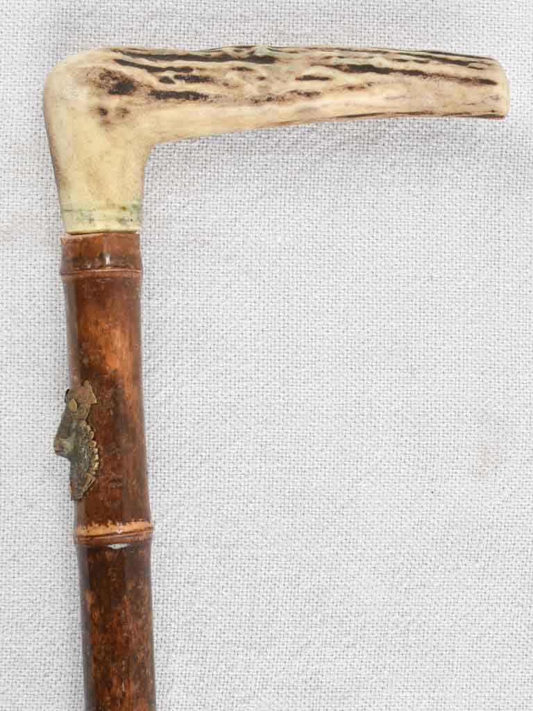 French, Vintage Deer Antler Handle Cane