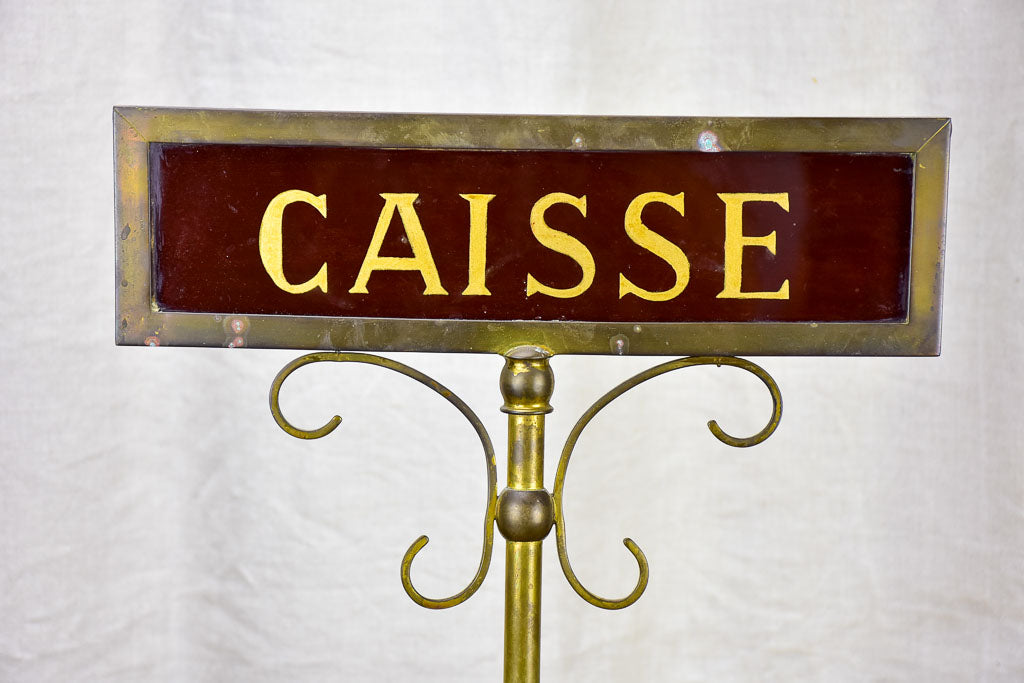 Antique French Caisse boutique sign - dark red