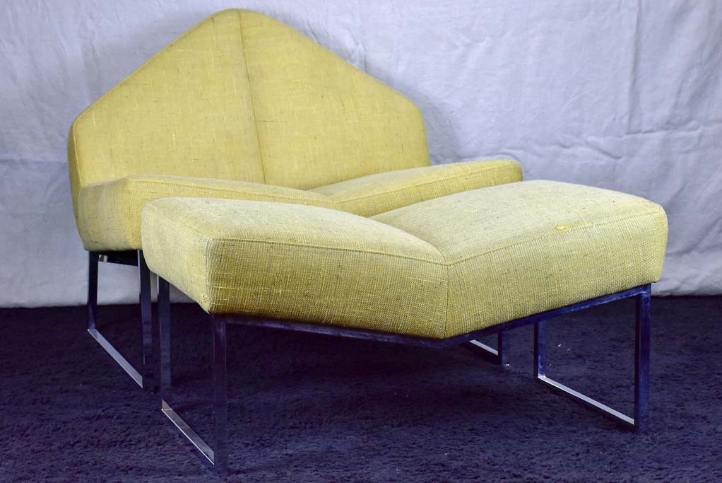 1970's triangular chair with matching ottoman