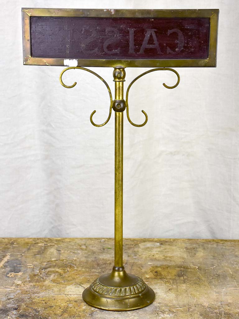 Antique French Caisse boutique sign - dark red