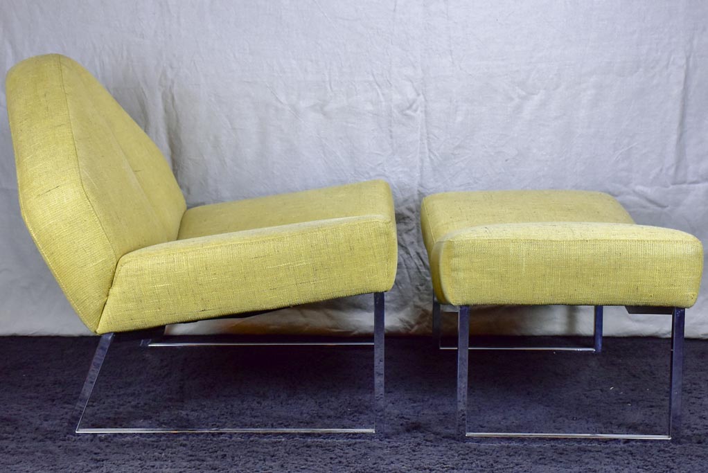 1970's triangular chair with matching ottoman