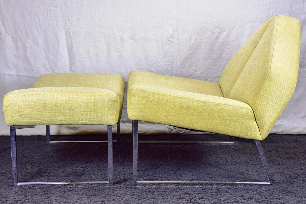 1970's triangular chair with matching ottoman