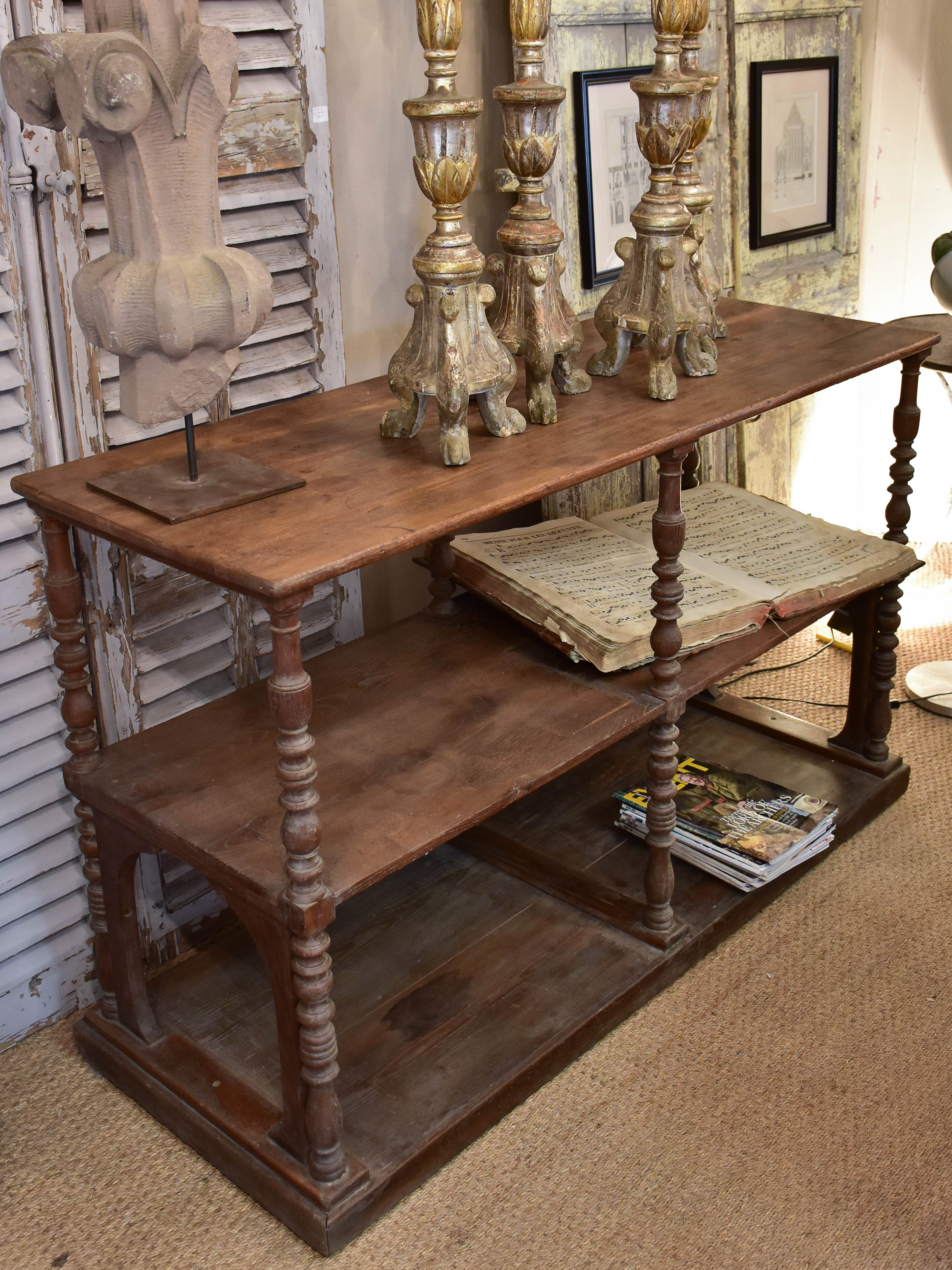 Antique French shelving unit from a French boutique