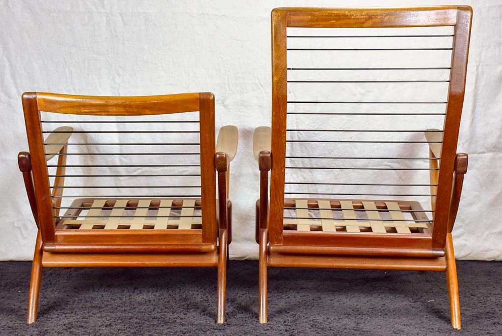 Two 1960's Scandinavian teak armchairs with ski shaped armrests