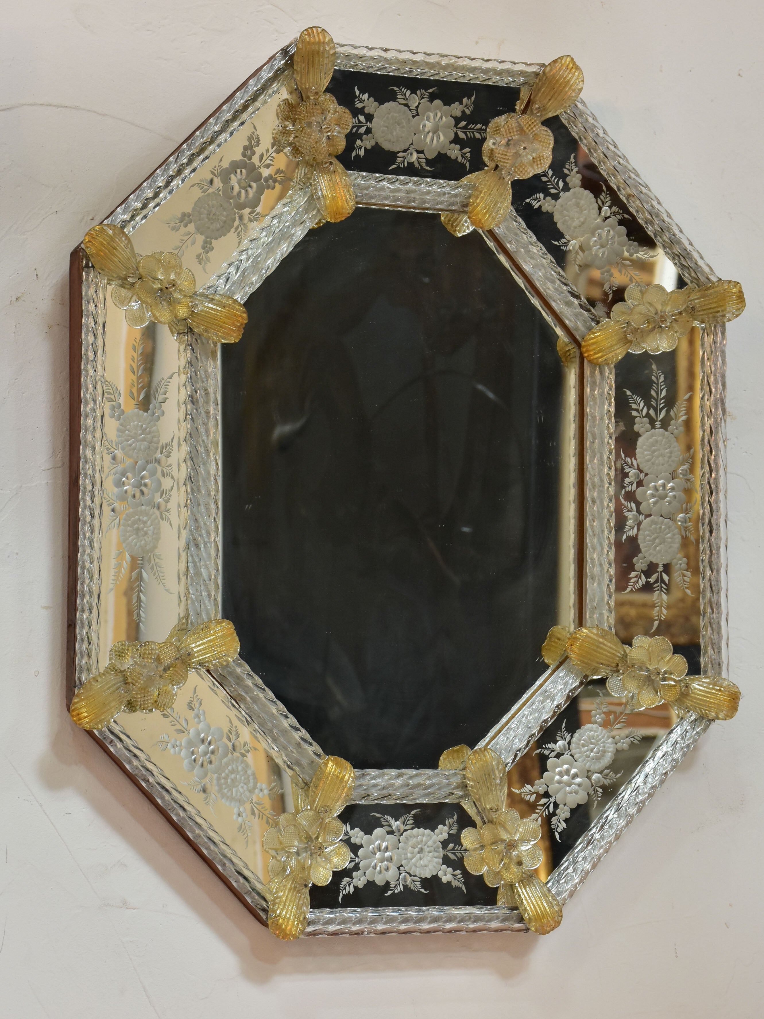 19th century octagonal Venetian glass mirror