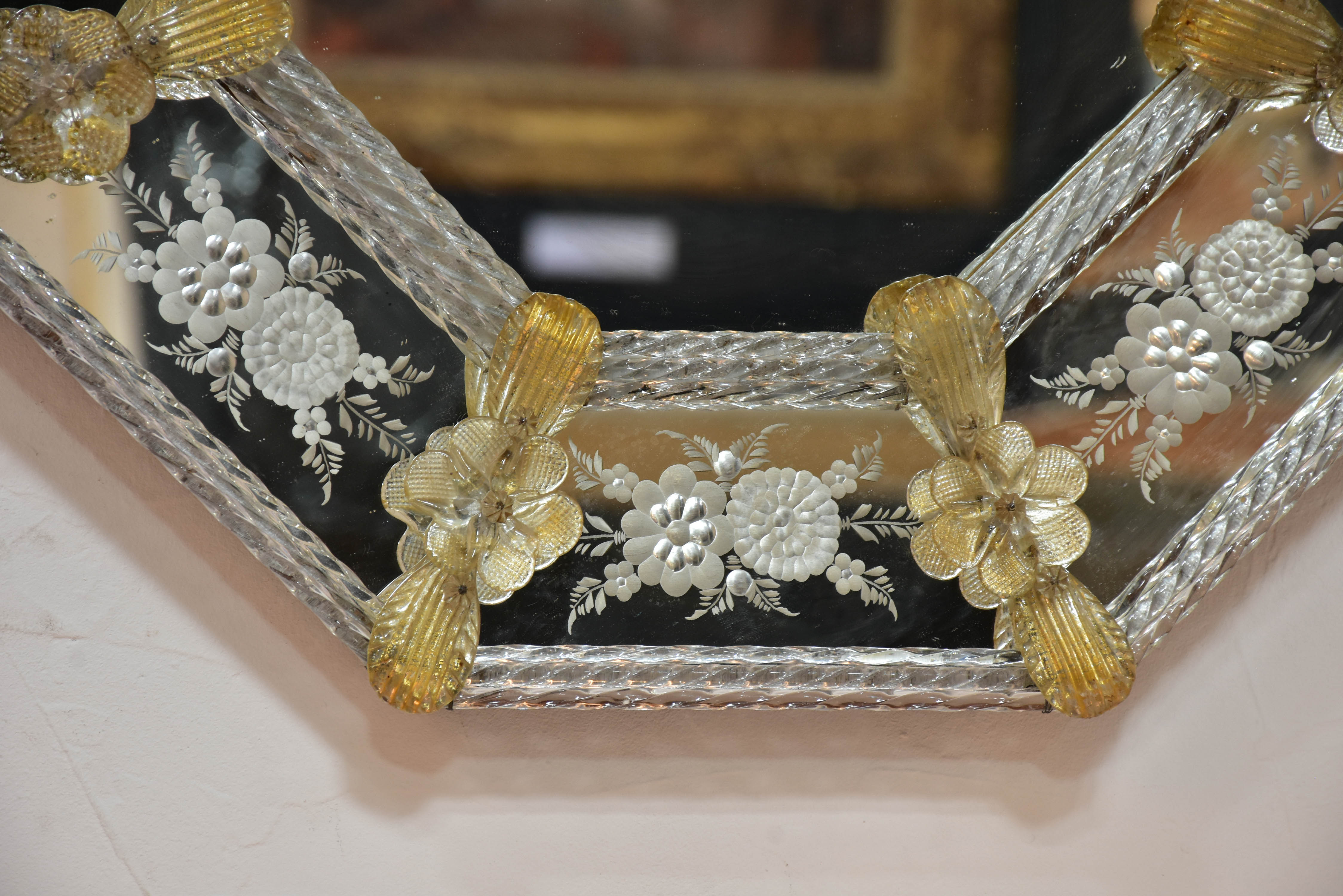 19th century octagonal Venetian glass mirror